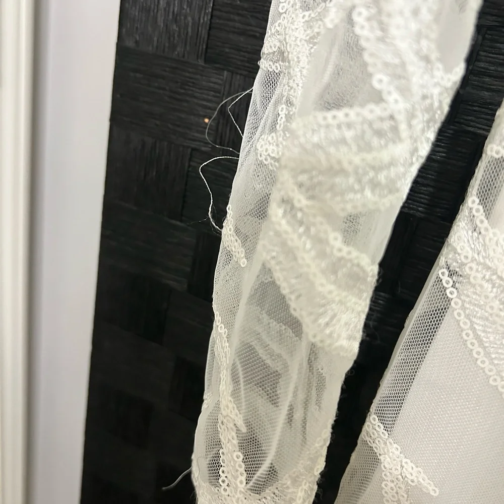 White Long Sleeve Sequin Dress - Picture 6 of 6